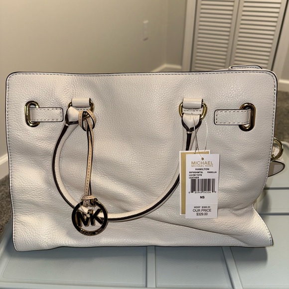 Michael Kors Hamilton EW Tote Soft Pebbled Leather Vanilla - Picture 4 of 8